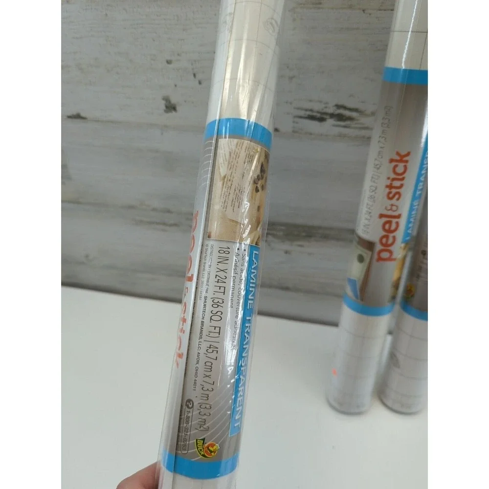 Duck Brand Peel & Stick Clear Laminate 18in x 24ft 36sq ft 3 Rolls Total 108sqft
